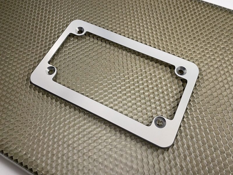 Motorcycle CNC Machined Aluminum Slim Line License Plate Frame - Silver